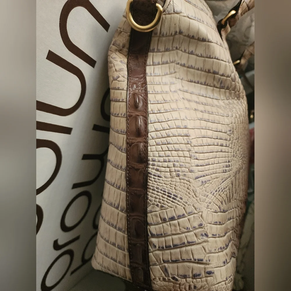 BRAHMIN, rare color Amaretto Melbourne Leather Large Duxbury satchel - Picture 8 of 12